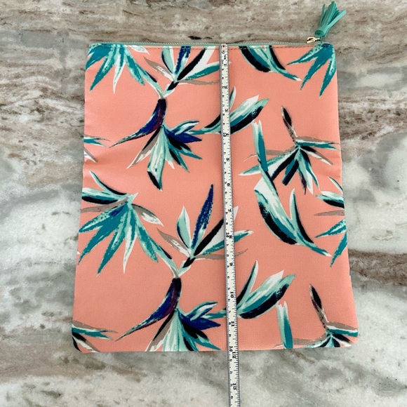 Tropical Print Clutch with Vegan Leather Mint Accents - Beach Vacation Bag - Picture 6 of 16